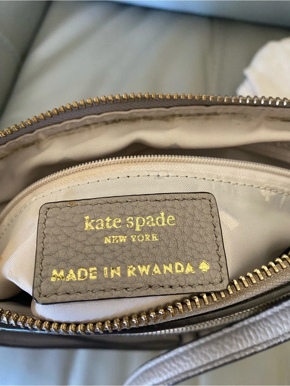 kate spade Light Gray Pebbled Leather Crossbody with Tassel